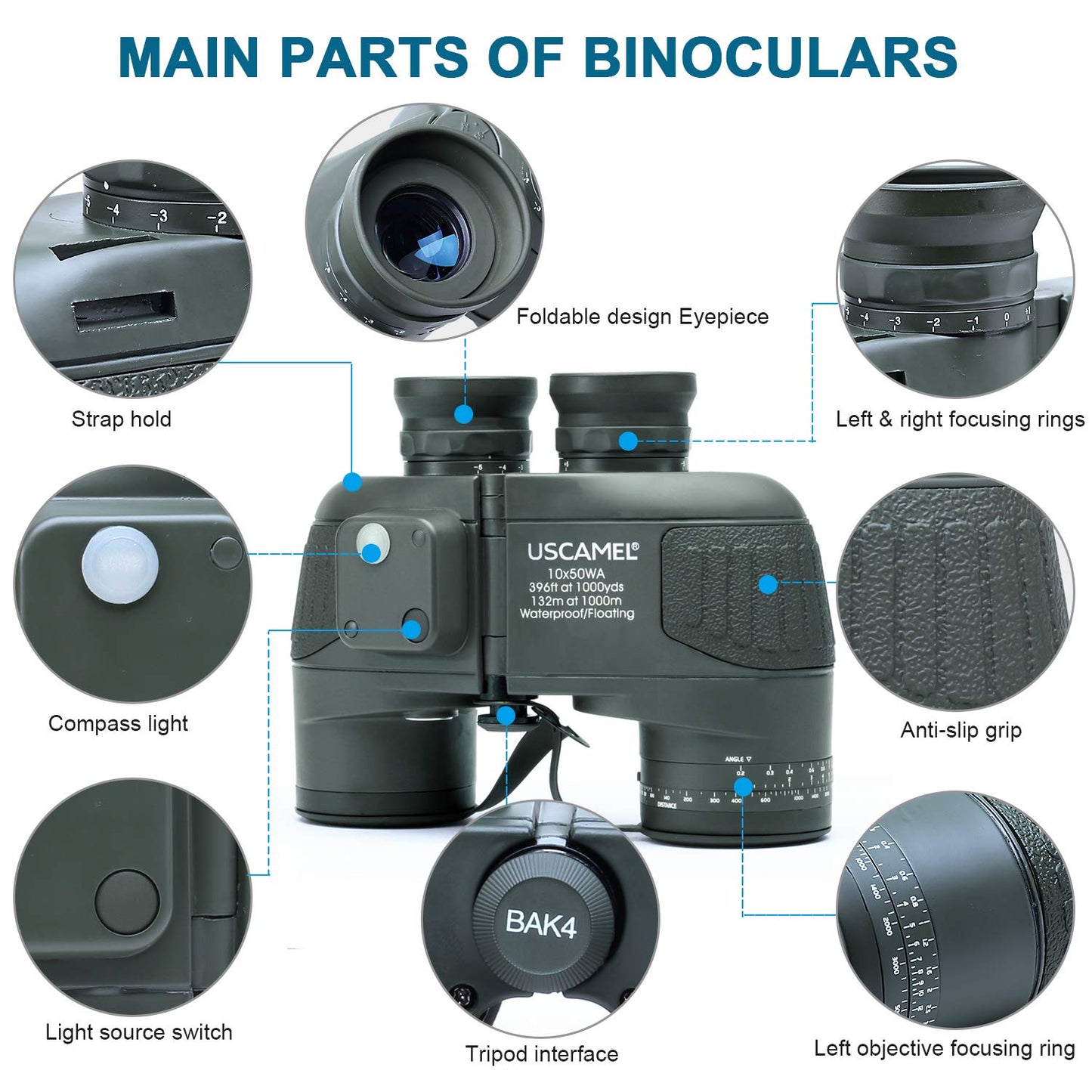 10x50 Binoculars With Rangefinder & Compass