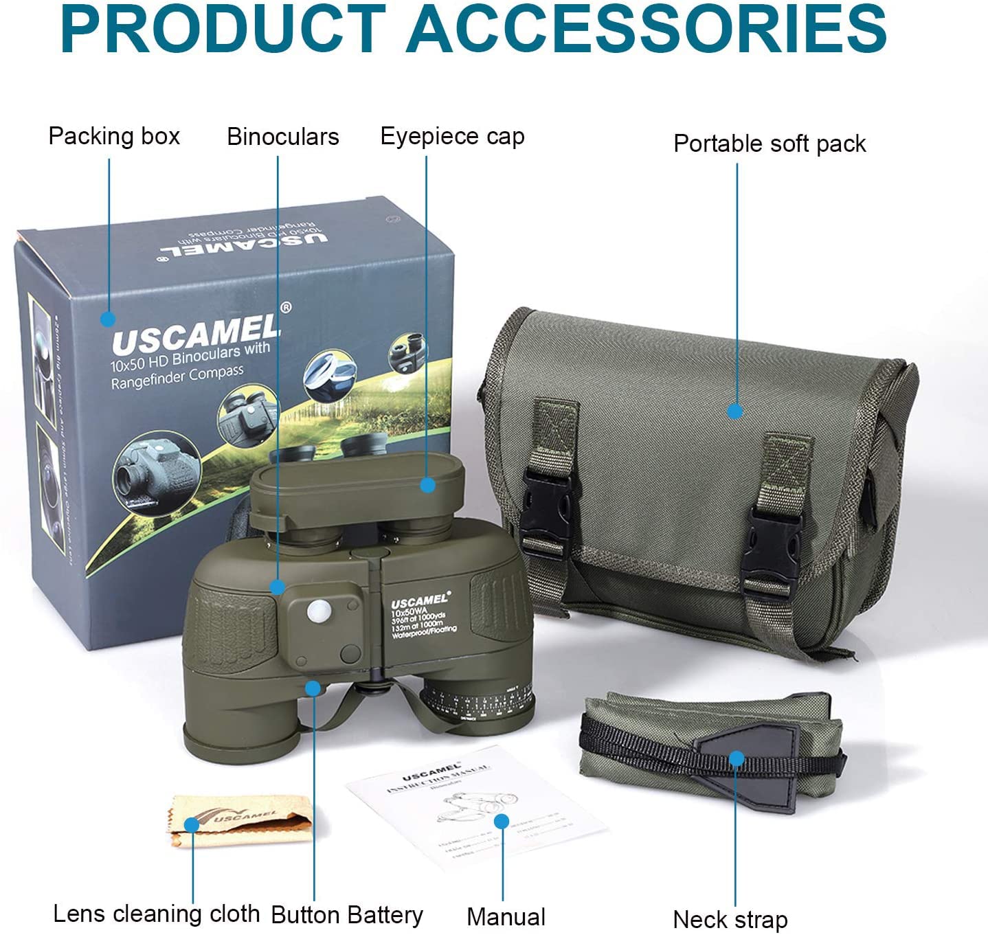 10x50 Binoculars With Rangefinder & Compass
