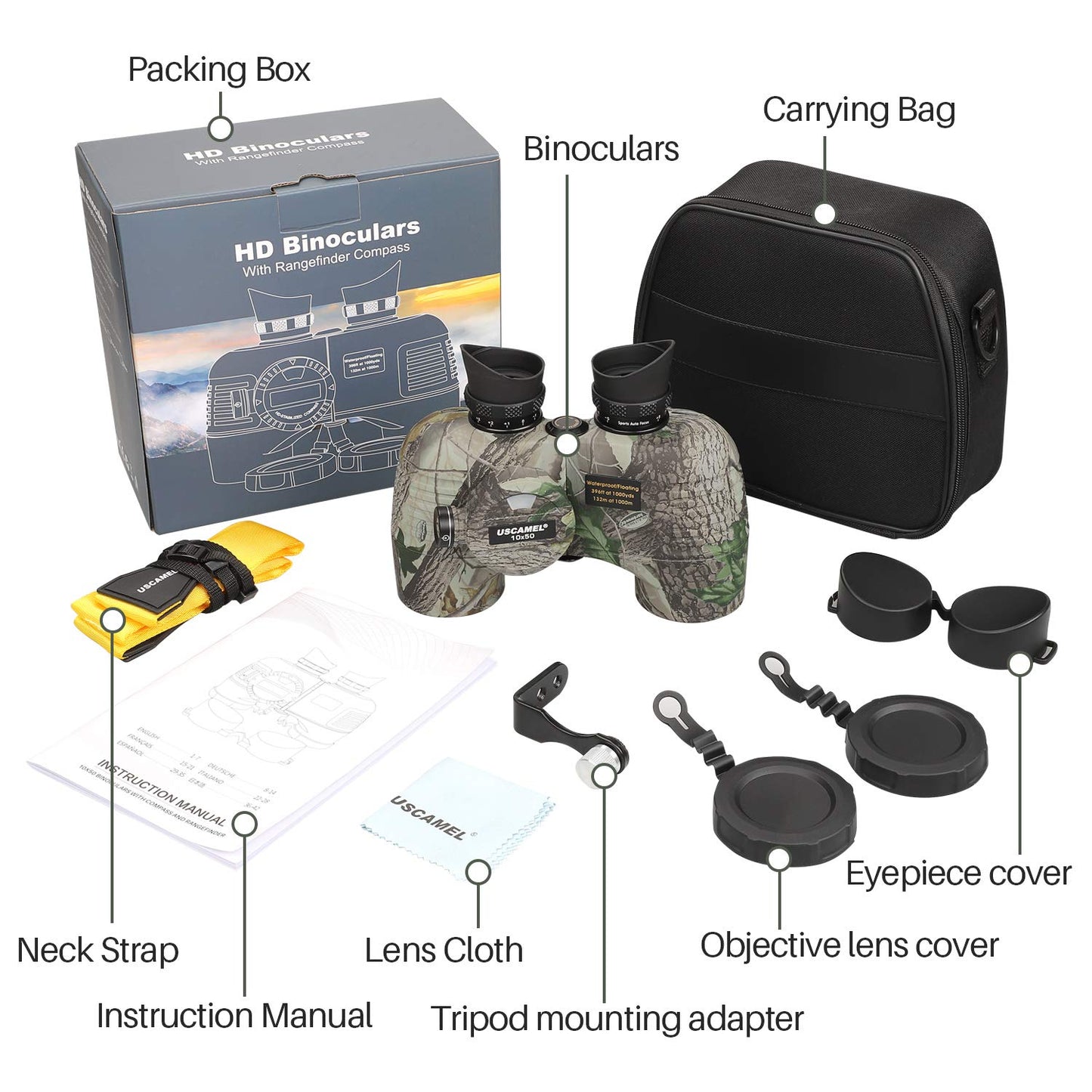 10x50 Marine Binoculars With Rangefinder & Compass