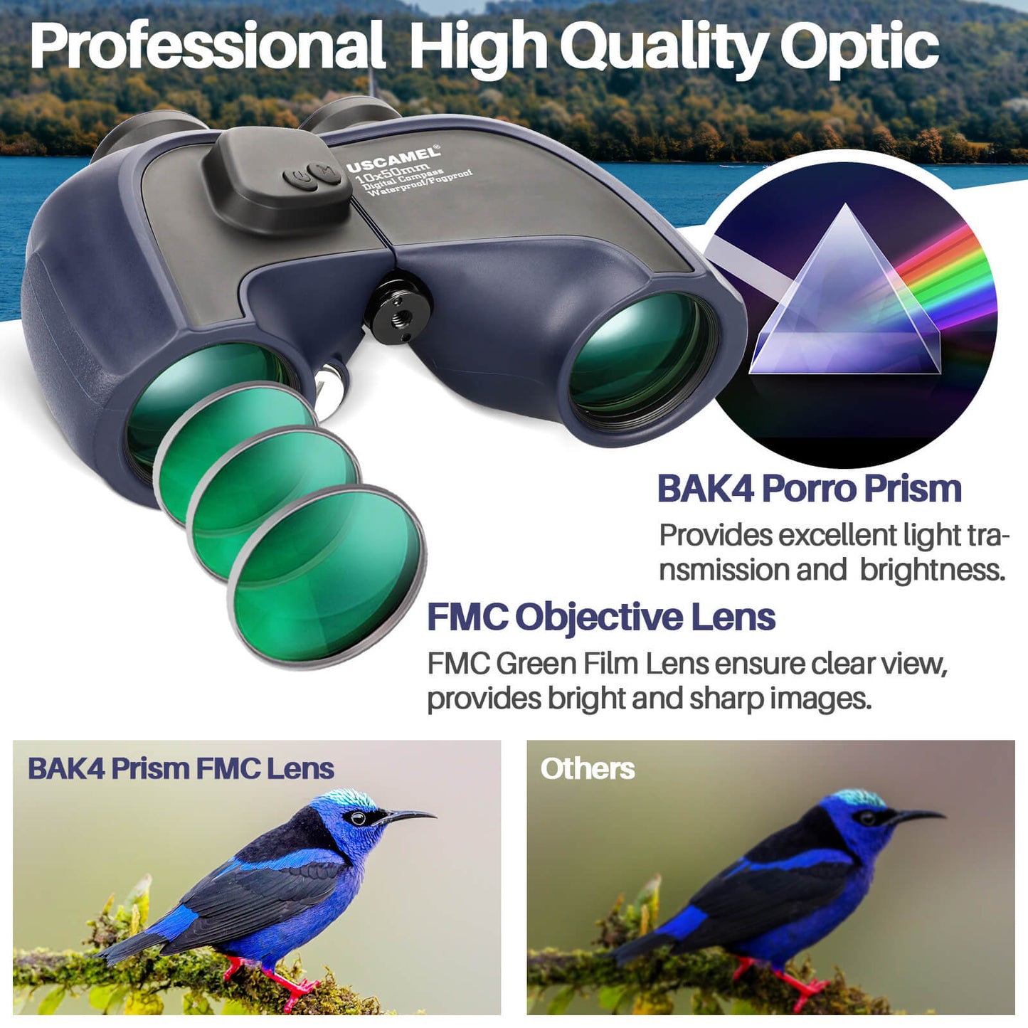 10x50 Waterproof Marine Binoculars