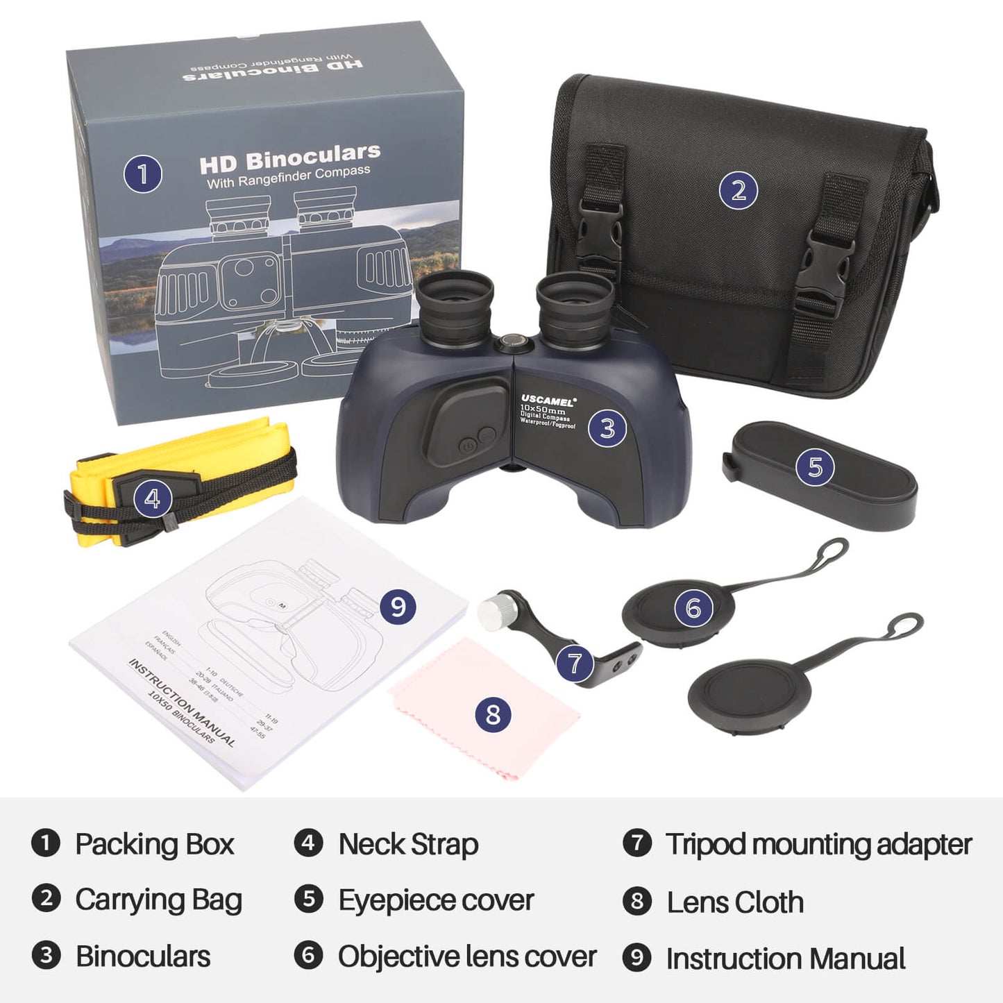 10x50 Waterproof Marine Binoculars