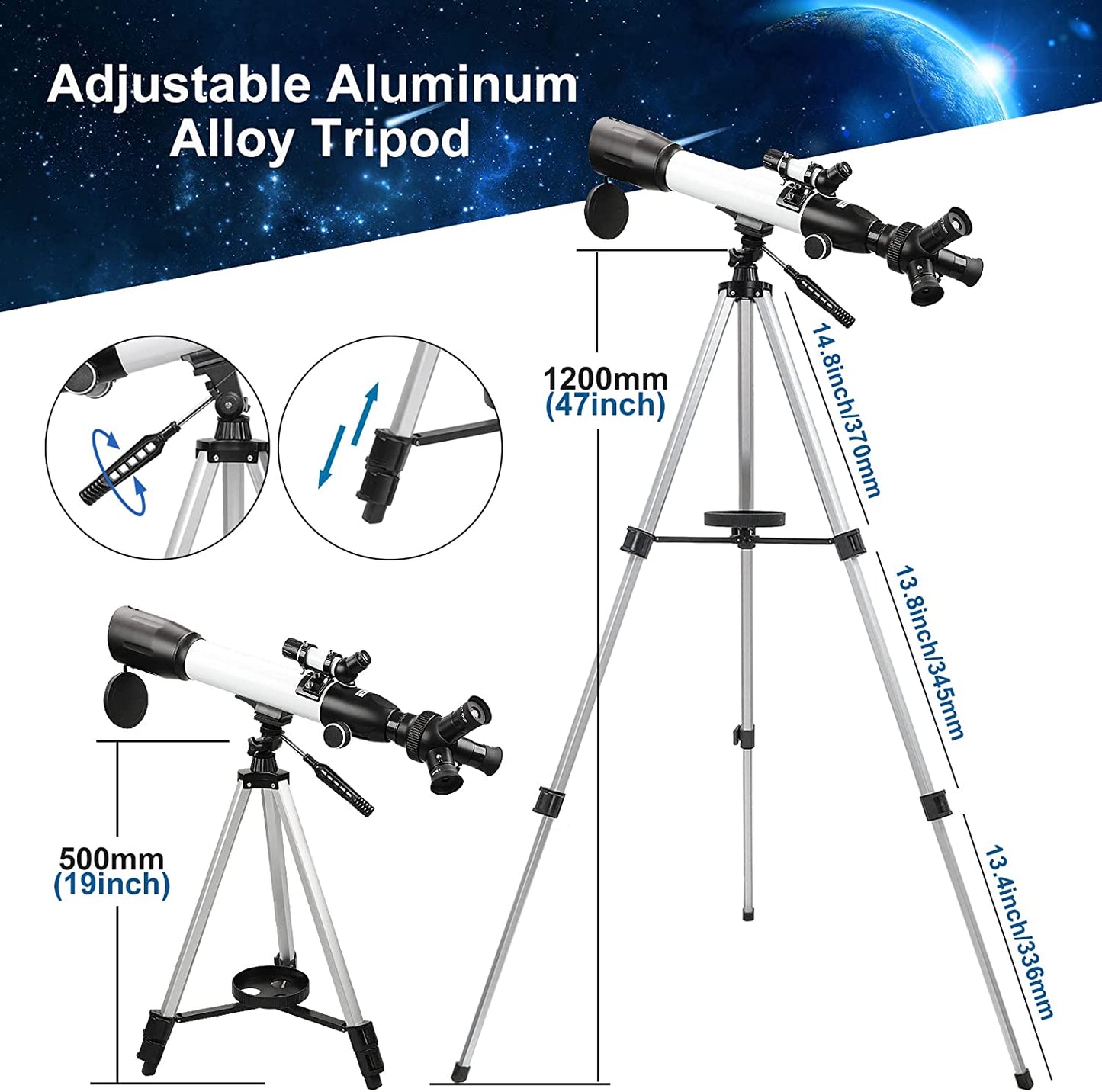 60mm Beginner Telescope With 3in1 Rotatable Eyepiece