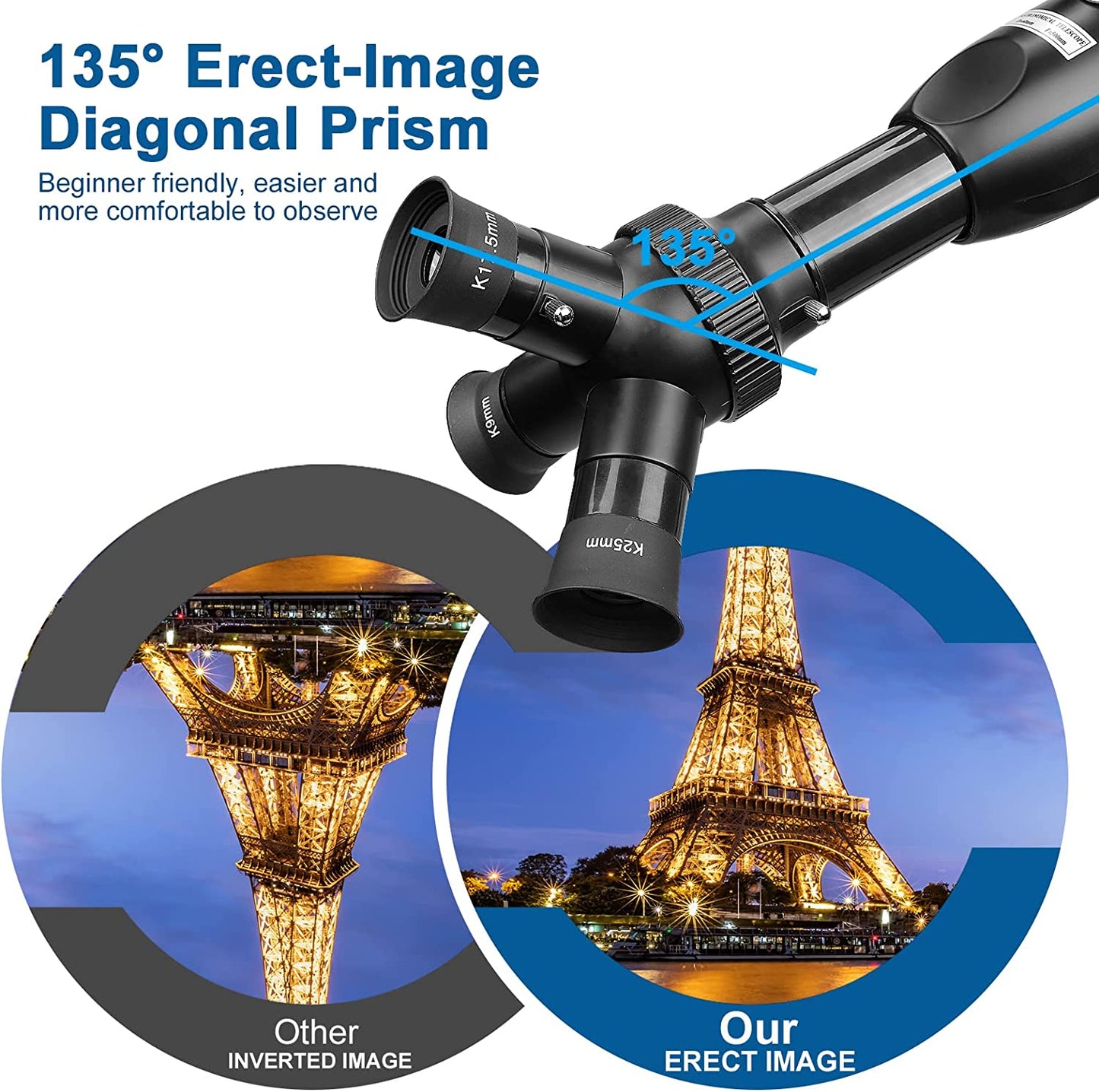 60mm Beginner Telescope With 3in1 Rotatable Eyepiece