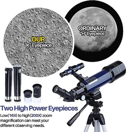 Telescopes for Astronomy Adults, 70mm Aperture 400mm Focal Length Refr