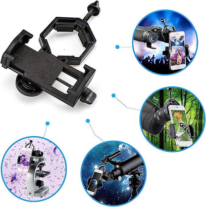 Universal Cell Phone Adapter Mount, 360°Rotatable Cell Phone Mount for Binoculars, Spotting Scope, Microscope and Astronomical Telescope, for iPhone, Samsung, Moto, OnePlus Etc