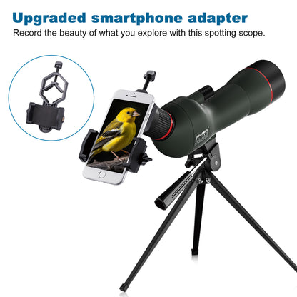 25-75x70 HD Spotting Scopes for Target Shooting, Spotter Scope for Wildlife Viewing Hunting Bird Watching - BAK4 Waterproof Spotting Scope with Tripod, Upgraded Smartphone Holder, Carrying Bag
