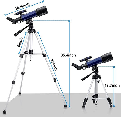Telescopes for Astronomy, Pro 400-70MM Refractor Telescope for Beginners Adults Kids with Adjustable Tripod, Photo Shutter, 4 Moon Filter, Phone Adapter Mount and Backpack