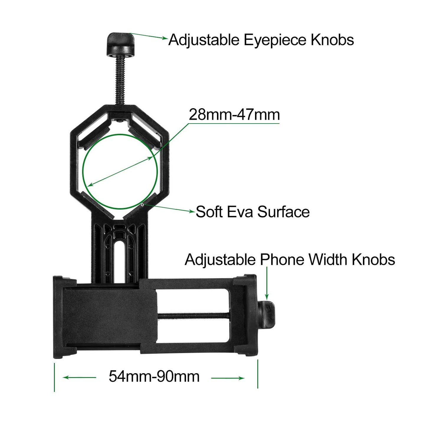 Universal Cell Phone Adapter Mount, 360°Rotatable Cell Phone Mount for Binoculars, Spotting Scope, Microscope and Astronomical Telescope, for iPhone, Samsung, Moto, OnePlus Etc