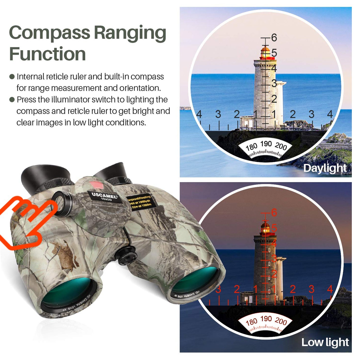 10x50 Marine Binoculars With Rangefinder & Compass